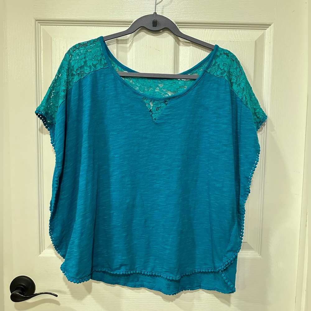 Ariat Teal-Turquoise Lace Top XL